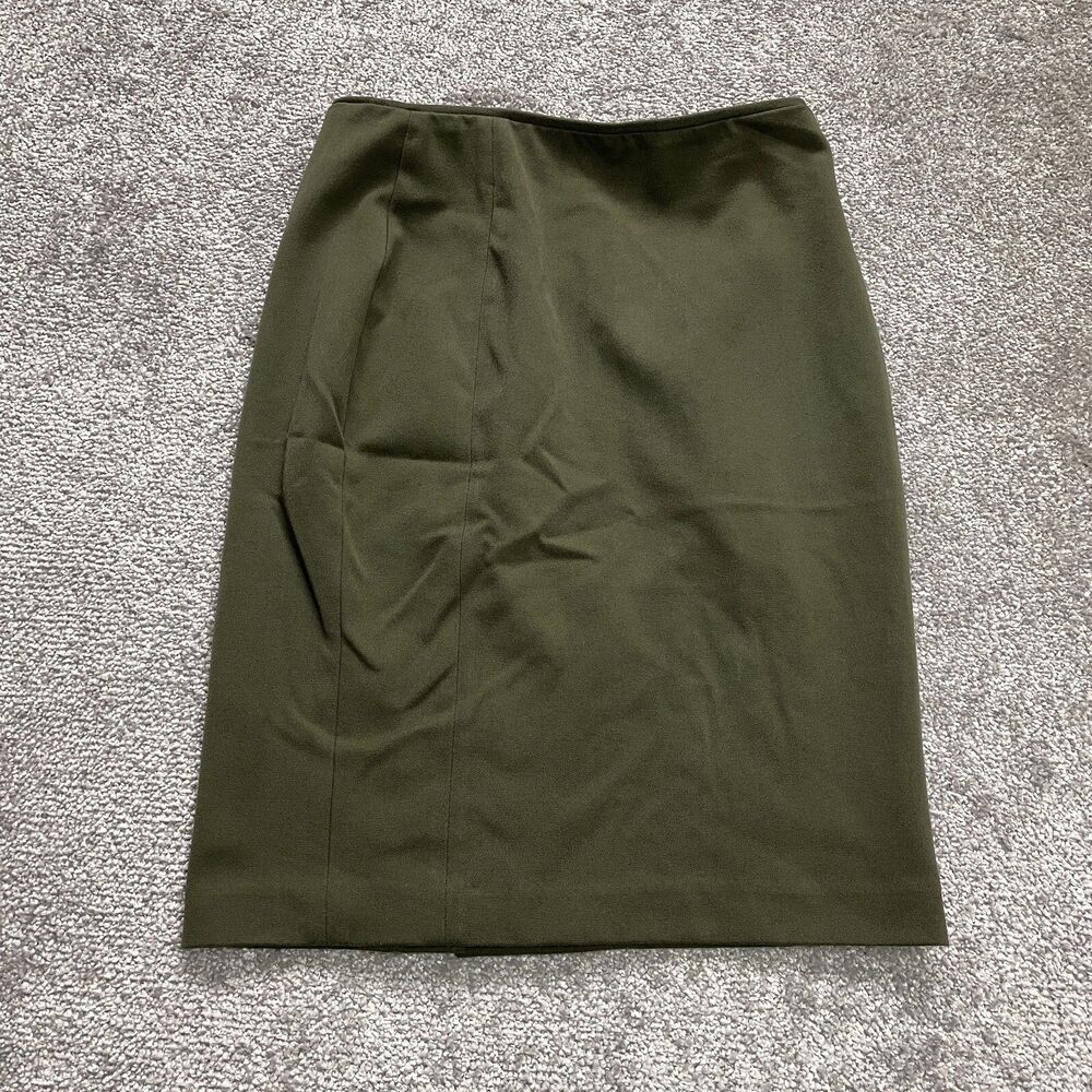 H&M Straight Pencil Skirt Womens 6 Green Ladies Solid Stretch Knee Length Zip